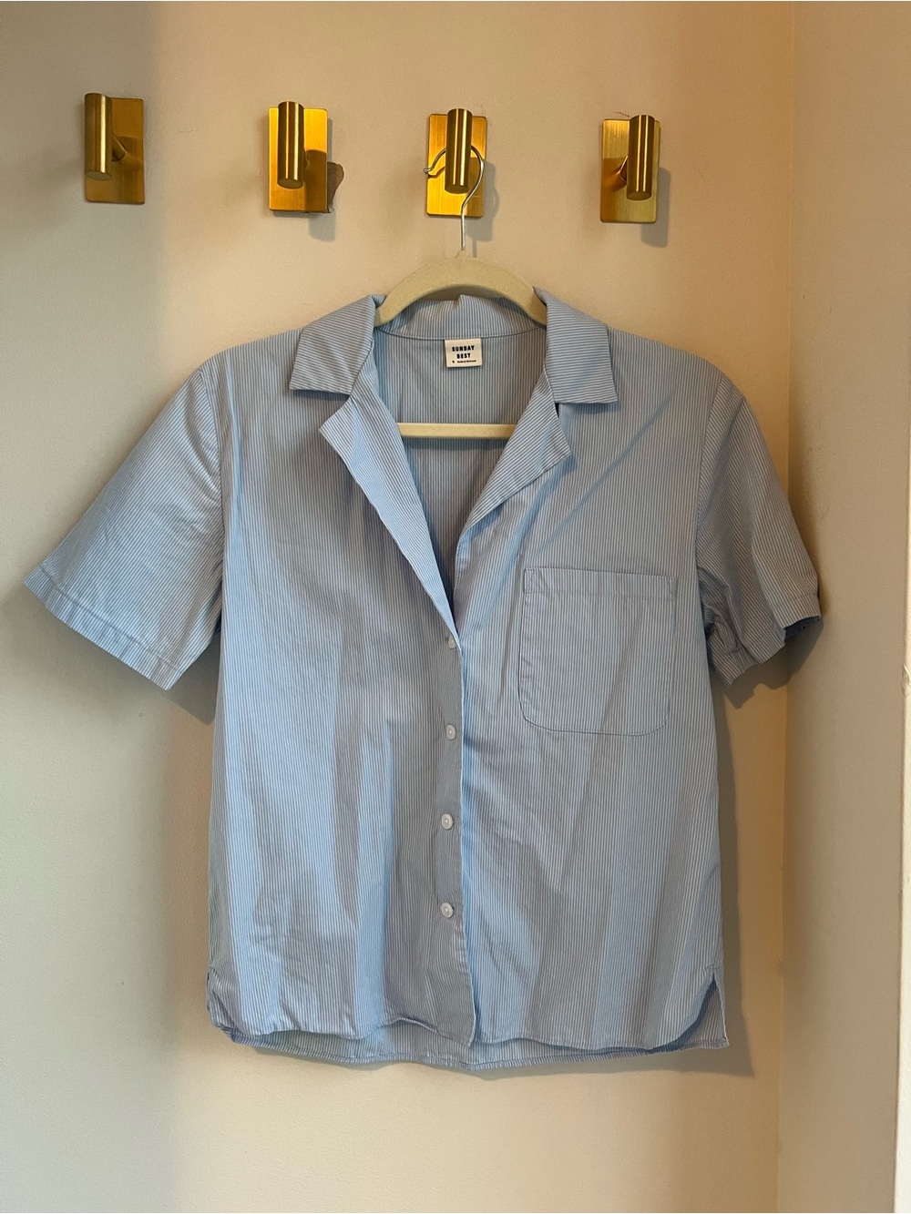 Sunday Best Blue Pinstripe Short-Sleeve Button-Down Shirt